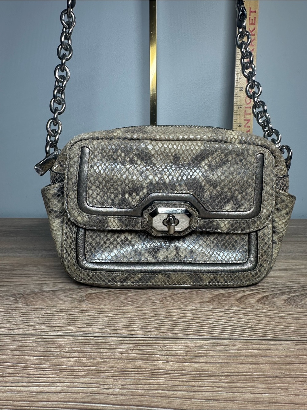 Coach Campbell Me Iridescent Leather Python embossed Crossbody F24849 *